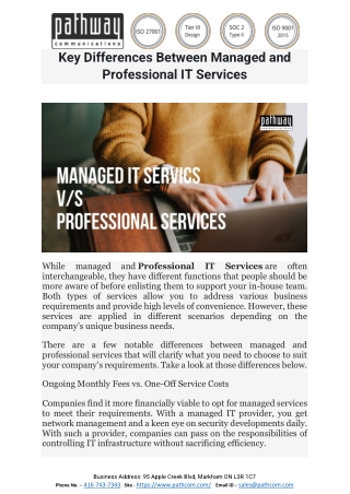 Key Differences Between Managed and Professional IT Services