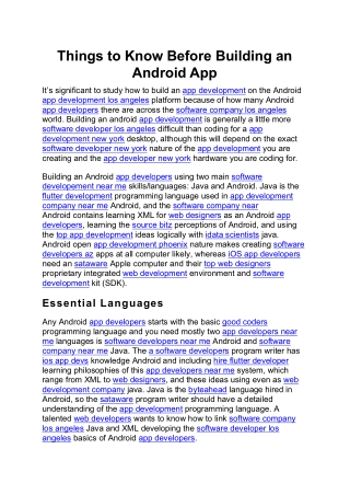 Things to Know Before Building an Android App