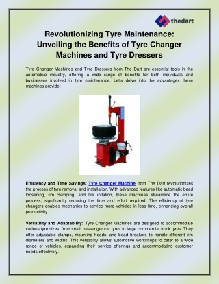 Tyre Changer Machine