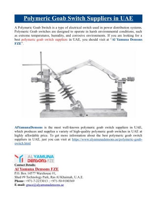 Polymeric Goab Switch Suppliers in UAE