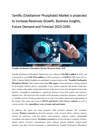 Tamiflu (Oseltamivir Phosphate) Market Set to Significant Growth by 2030