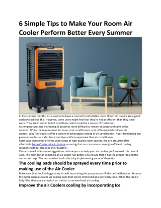 6 Simple Tips to Make Your Room Air Cooler Perform Better Every Summer