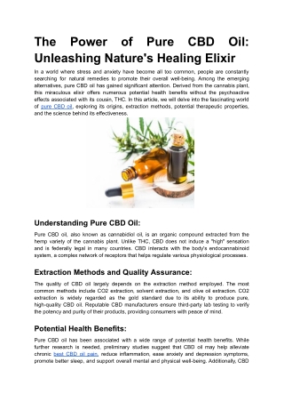 The Power of Pure CBD Oil_ Unleashing Nature's Healing Elixir