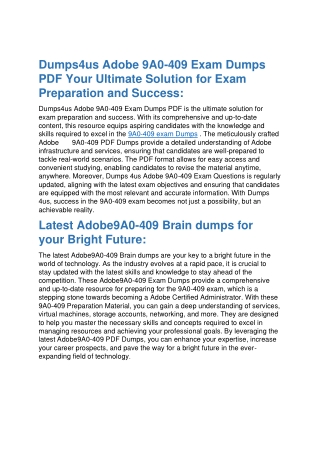 Kick Start Your Career with 9A0-409 Brain Dumps - 2023