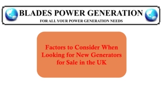 Factors to Consider When Looking for New Generators for Sale in the UK