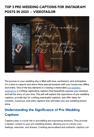 TOP 3 PRE-WEDDING CAPTIONS FOR INSTAGRAM POSTS IN 2023 – VIDEOTAILOR