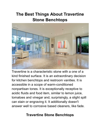 The Best Things About Travertine Stone Benchtops