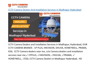 CCTV Camera Dealers And Installation Services in Madhapur Hyderabad