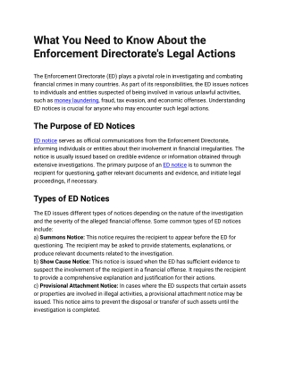 What You Need to Know About the Enforcement Directorate__'s Legal Actions