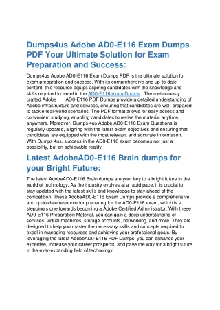 Updated AD0-E116 Dumps pdf - Complete Guide To Get Pass Exam
