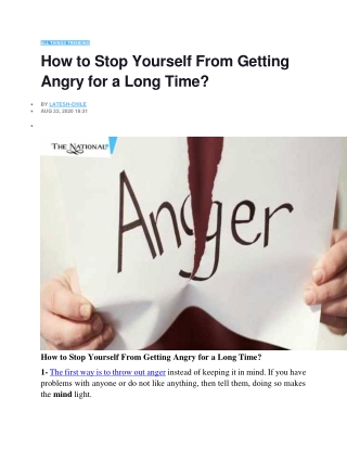 How to Stop Yourself From Getting Angry for a Long Time