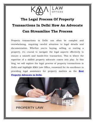 The Legal Process Of Property Transactions In Delhi How An Advocate Can Streamline The Process
