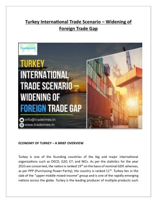 Turkey International Trade Scenario