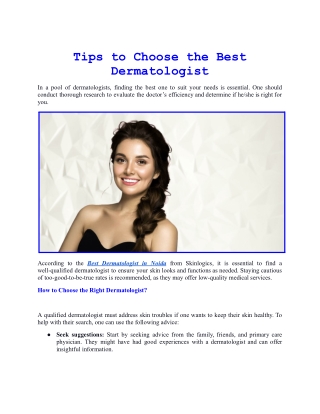 Tips to Choose the Best Dermatologist