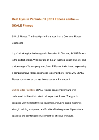 Best Gym in Perambur II | No1 Fitness centre - SKALE Fitness