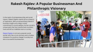 Rakesh Rajdev A Popular Businessman And Philanthropic Visionary