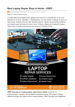 Best Laptop Repair Shop in Noida - UREP
