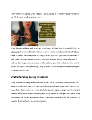 Preventing Eating Disorders_ Promoting a Healthy Body Image in Children and Adolescents