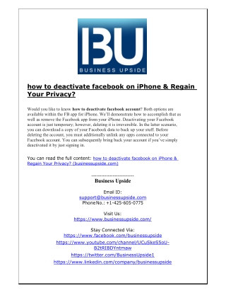 how to deactivate facebook on iPhone & Regain Your Privacy