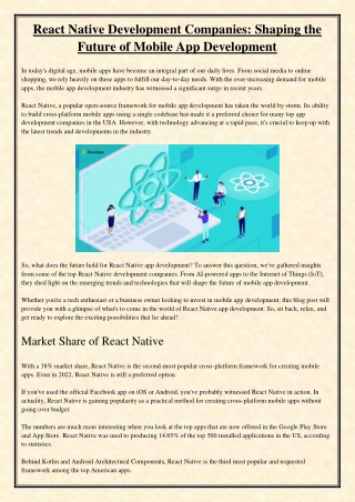 React Native Development Companies_ Shaping the Future of Mobile App Development