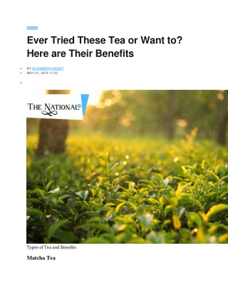 Ever Tried These Tea or Want to  Here are Their Benefits