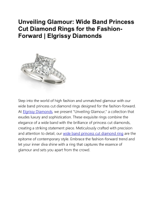 Wide Band Princess Cut Diamond Rings | Elgrissy Diamonds