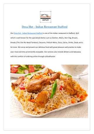 10% Offer From Dosa Hut - Indian Restaurant - Order Now