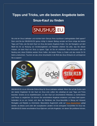 Tipps und Tricks, um die besten Angebote beim Snus-Kauf zu finden