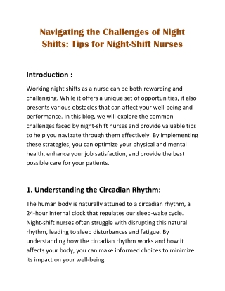 Navigating the Challenges of Night Shifts: Tips for Night-Shift Nurses