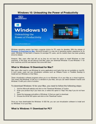 Windows 10: Unleashing the Power of Productivity