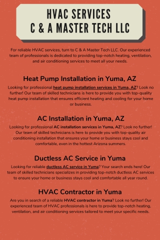 HVAC Services  C & A Master Tech LLC