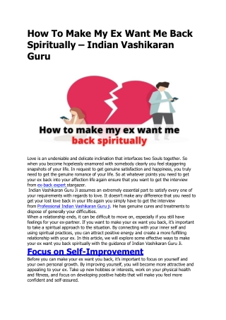 How To Make My Ex Want Me Back Spiritually – Indian Vashikaran Guru