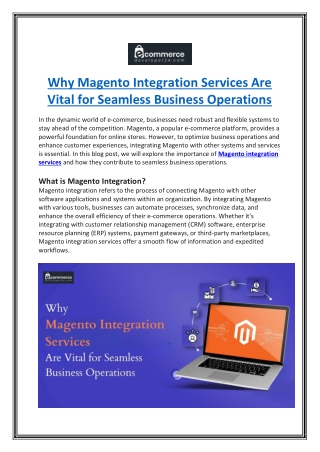 Why Magento Integration Services Are Vital for Seamless Business Operations