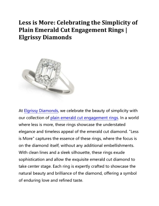 Plain Emerald Cut Engagement Rings | Elgrissy Diamonds