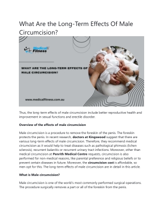 What Are the Long-Term Effects Of Male Circumcision