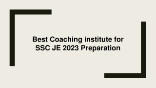 Best Coaching institute for SSC JE 2023 Preparation