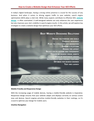 How to Create a Website Design that Enhances Your SEO Efforts