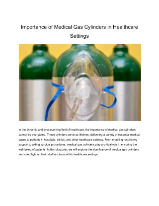 Importance of Medical Gas Cylinders in Healthcare