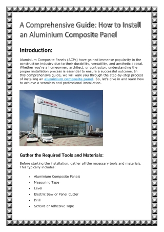 A Comprehensive Guide: How to Install an Aluminium Composite Panel