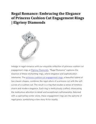 Princess Cushion Cut Engagement Rings | Elgrissy Diamonds