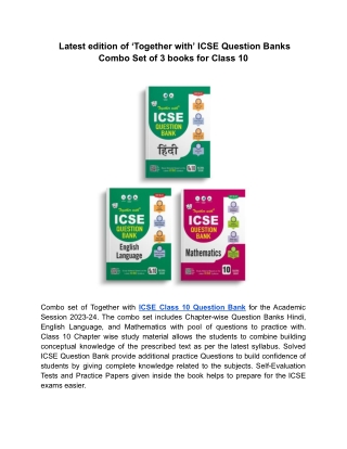 Combo set of ‘Together with’ Solved ICSE Class 10 Question Banks session 2023-20