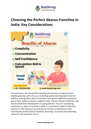 Choosing the Perfect Abacus Franchise in India