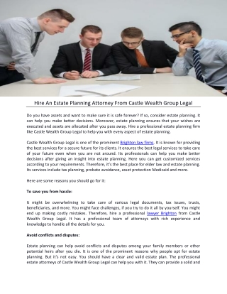 Hire An Estate Planning Attorney From Castle Wealth Group Legal