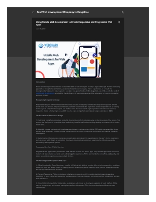 Using Mobile Web Development to Create Responsive and Progressive Web Apps