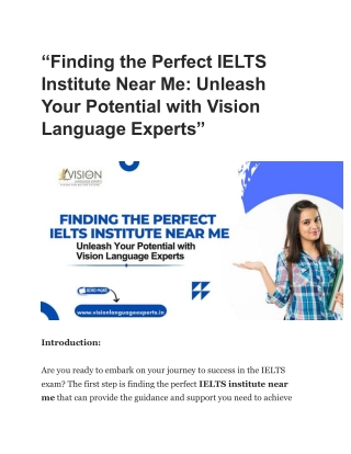 “Finding the Perfect IELTS Institute Near Me: Unleash Your Potential with Vision