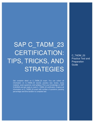 SAP C_TADM_23 Certification- Tips, Tricks, and Strategies