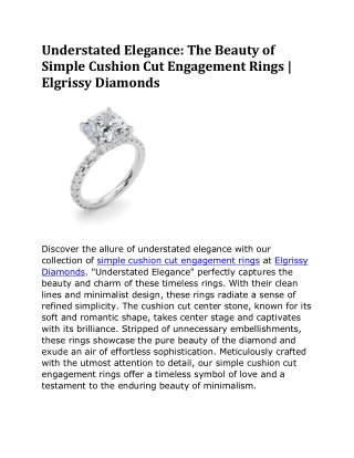 Simple Cushion Cut Engagement Rings | Elgrissy Diamonds