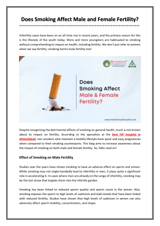 Does Smoking Affect Male And Female Fertility