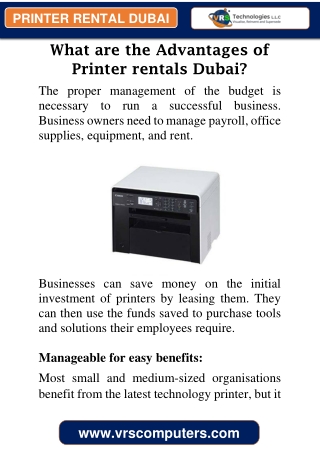 What are the Advantages of Printer rentals Dubai?