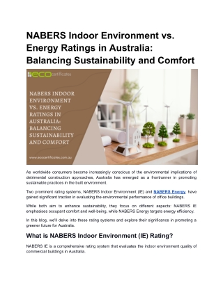 NABERS Indoor Environment vs. Energy Ratings in Australia_ Balancing Sustainability and Comfort